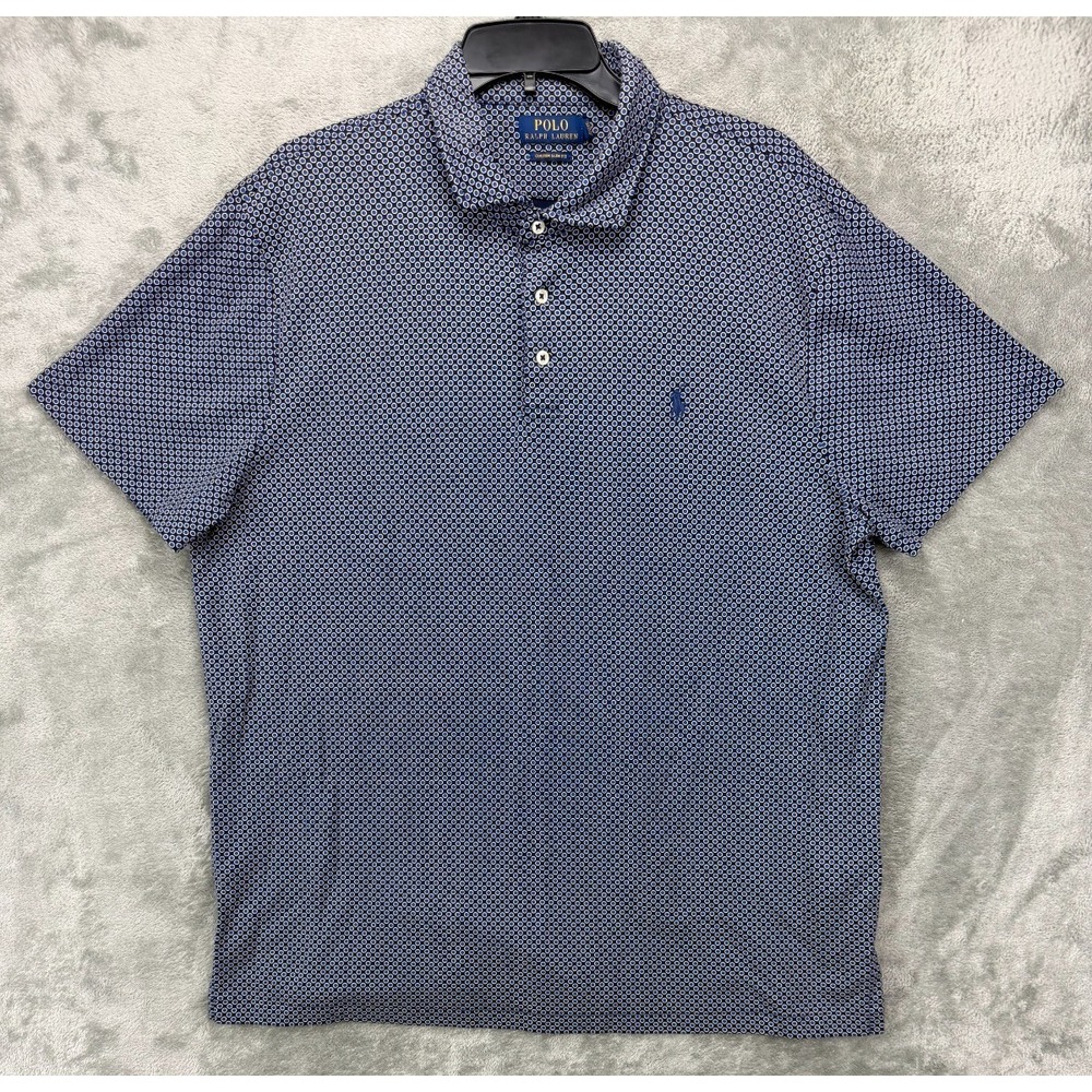 Polo‎ Ralph Lauren Men's Polo Shirt XL Blue Geometric 100% Cotton